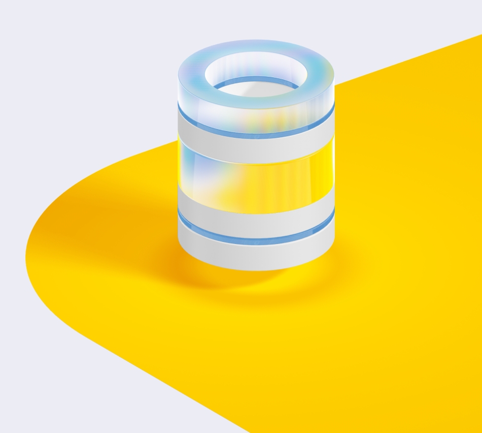 Yellow cell with 3D object.